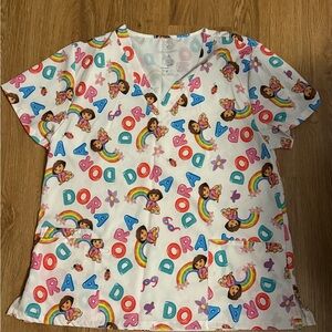 Dora the Explorer Scrub Top - Colorful Design
